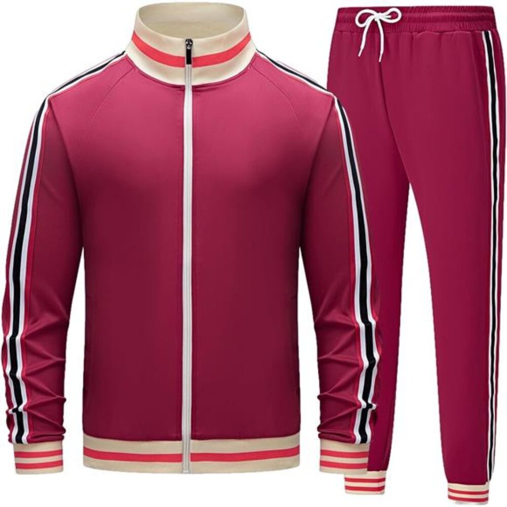 NEW Men's Track suits Sets Long Sleeve Full-zip Sweatsuit Active Jackets and